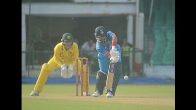 Shreyas Iyer on way to his sparkling 110 at Green Park Stadium, in Kanpur, on Wednesday (SOURCED) Shreyas Iyer on way to his sparkling 110 at Green Park Stadium, in Kanpur, on Wednesday (SOURCED)