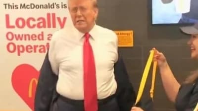 Newsom shared a photo from Trump's campaign at McDonald's last October. (X) Newsom shared a photo from Trump's campaign at McDonald's last October. (X)