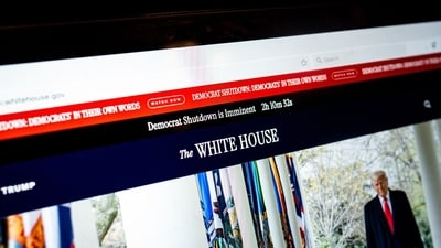 The White House also started a countdown on X, posting, “DEMOCRAT SHUTDOWN IS IMMINENT. LESS THAN 4 HOURS.” (Bloomberg) The White House also started a countdown on X, posting, “DEMOCRAT SHUTDOWN IS IMMINENT. LESS THAN 4 HOURS.” (Bloomberg)