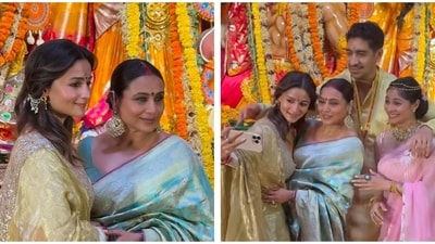 Alia Bhatt with Rani Mukerji, Tanishaa Mukerji and Ayan Banerjee. Alia Bhatt with Rani Mukerji, Tanishaa Mukerji and Ayan Banerjee.