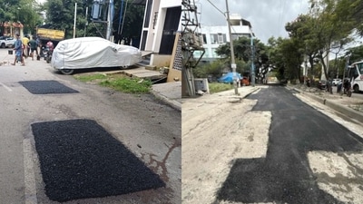DK Shivakumar personally inspected pothole repair and roadwork projects in different parts of Bengaluru. DK Shivakumar personally inspected pothole repair and roadwork projects in different parts of Bengaluru.