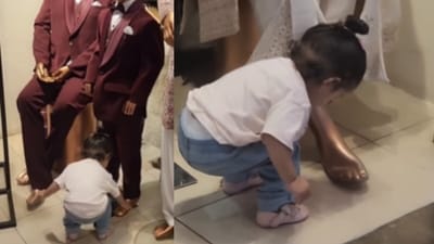 A little girl’s innocent act at a shopping mall went viral after she bowed to mannequins. (Instagram/divu_and_mom) A little girl’s innocent act at a shopping mall went viral after she bowed to mannequins. (Instagram/divu_and_mom)
