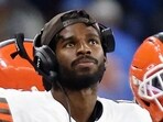 Shedeur Sanders of Cleveland Browns looks on against the Detroit Lions during the fourth quarter at Ford Field.