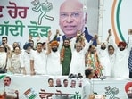 Former minister Anil Joshi on Wednesday joined the Congress in the presence of the party’s state in-charge and former Chhattisgarh chief minister Bhupesh Baghel and other state leaders here. (HT Photo) Former minister Anil Joshi on Wednesday joined the Congress in the presence of the party’s state in-charge and former Chhattisgarh chief minister Bhupesh Baghel and other state leaders here. (HT Photo)