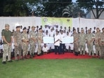 The mass surrender took place in the presence of senior police and paramilitary officers. The mass surrender took place in the presence of senior police and paramilitary officers.