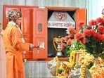 Uttar Pradesh chief minister Yogi Adityanath performing rituals at the Gorakhnath temple on Vijayadashami on Oct 2. (HT photo) Uttar Pradesh chief minister Yogi Adityanath performing rituals at the Gorakhnath temple on Vijayadashami on Oct 2. (HT photo)