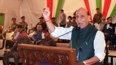 Rajnath Singh warned Pakistan that any aggression towards the Sir Creek region will be met with a "resounding response" that could change "history and geography". (ANI) Rajnath Singh warned Pakistan that any aggression towards the Sir Creek region will be met with a "resounding response" that could change "history and geography". (ANI)