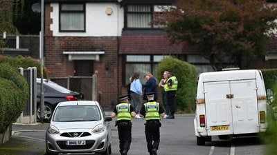 Police officers work on White House Avenue, near to the Heaton Park Hebrew Congregation synagogue in Crumpsall, north Manchester, on October 2, 2025, where arrests were made following an attack at the synagogue. (AFP) Police officers work on White House Avenue, near to the Heaton Park Hebrew Congregation synagogue in Crumpsall, north Manchester, on October 2, 2025, where arrests were made following an attack at the synagogue. (AFP)