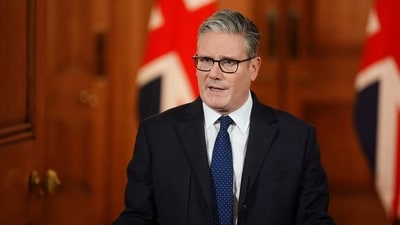 British Prime Minister Keir Starmer speaks following the incident at Heaton Park Hebrew Congregation synagogue in Crumpsall, Manchester, at 10 Downing Street, London, Britain. James Manning/Pool via REUTERS (via REUTERS)