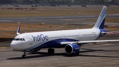 An IndiGo airlines passenger aircraft taxis on the tarmac at Chhatrapati Shivaji International airport in Mumbai. (REUTERS)