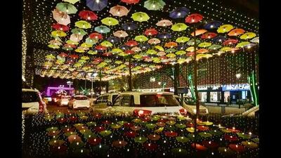 Last year, Sector 17 stole the spotlight with a stunning umbrella-themed decoration inspired by Portugal’s famous ‘Umbrella Street’. (HT File photo) Last year, Sector 17 stole the spotlight with a stunning umbrella-themed decoration inspired by Portugal’s famous ‘Umbrella Street’. (HT File photo)
