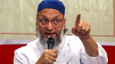 AIMIM chief Asaduddin Owaisi addresses a press conference, in Pune. (PTI)