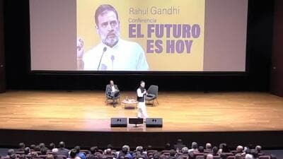 Rahul Gandhi was speaking at EIA University in Colombia (X/INCOverseas) Rahul Gandhi was speaking at EIA University in Colombia (X/INCOverseas)