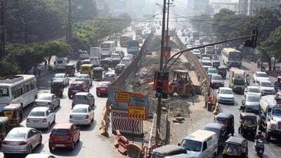Thane, India - Jan. 03, 2019:GB road at near vihang hotel circle,The commuters are facing an harrowing time commuting along Ghodbunder Road from the last few days due to the metro works in Thane ,India, on Thursday, January 03, 2019. (Photo by Praful Gangurde/ HT Photo) (PRAFUL GANGURDE) Thane, India - Jan. 03, 2019:GB road at near vihang hotel circle,The commuters are facing an harrowing time commuting along Ghodbunder Road from the last few days due to the metro works in Thane ,India, on Thursday, January 03, 2019. (Photo by Praful Gangurde/ HT Photo) (PRAFUL GANGURDE)
