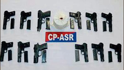 The seized items with Amritsar police on Thursday.