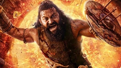 Rishab Shetty in a still from Kantara Chapter 1. Rishab Shetty in a still from Kantara Chapter 1.