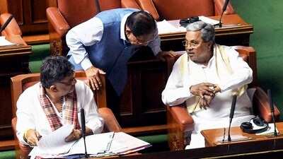 Karnataka Chief Minister Siddaramaiah with Deputy CM DK Shivakumar and Home Minister G Parameshwara. (ANI Photo) Karnataka Chief Minister Siddaramaiah with Deputy CM DK Shivakumar and Home Minister G Parameshwara. (ANI Photo)