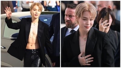 Jimin, aka Park Jimin, arrives at the Dior Paris Fashion Week show. Jimin, aka Park Jimin, arrives at the Dior Paris Fashion Week show.