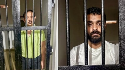 CID arrested Zubeen Garg's manager Siddhartha Sharma (right) and Festival organiser Shyamkanu Mahanta (left) from Delhi in connection with the singer's death, in Guwahati on Wednesday. (CID) CID arrested Zubeen Garg's manager Siddhartha Sharma (right) and Festival organiser Shyamkanu Mahanta (left) from Delhi in connection with the singer's death, in Guwahati on Wednesday. (CID)
