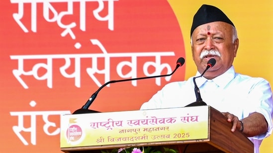 "The regime change in Sri Lanka, Bangladesh, and more recently Nepal due to violent outburst of public anger is a concern for us," Mohan Bhagwat said. (PTI)