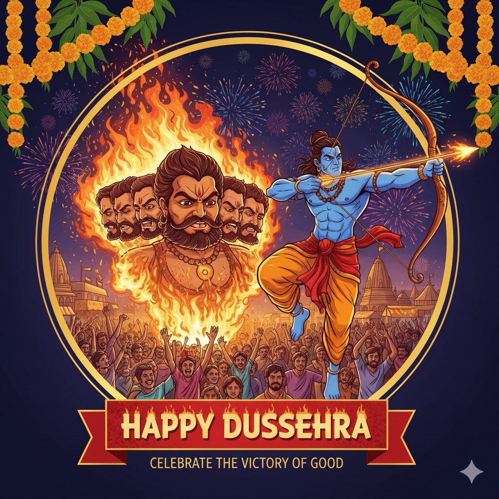 May the festive spirit of Dussehra fill your heart with love, hope, and new beginnings. (Source: Google Gemini) May the festive spirit of Dussehra fill your heart with love, hope, and new beginnings. (Source: Google Gemini)