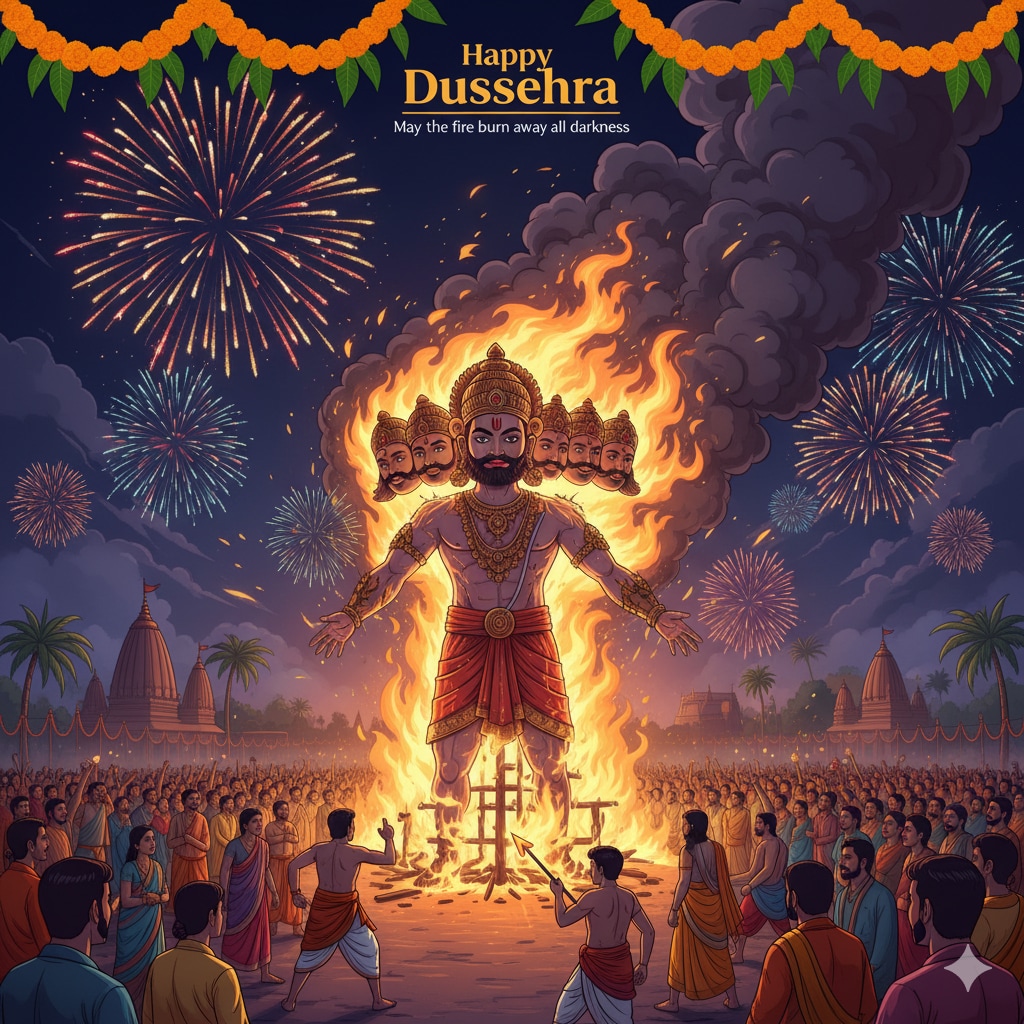 May Lord Rama bless you with courage, wisdom, and strength to face life’s challenges. Happy Dussehra. (source: Google Gemini) May Lord Rama bless you with courage, wisdom, and strength to face life’s challenges. Happy Dussehra. (source: Google Gemini)