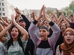 People protest against corruption and calling for healthcare and education reform, in Casablanca, Morocco.