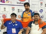 Dharambir (right) with coach Amit Saroha. (PCI)
