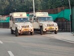 Dog-catching vans in place at the JLN stadium. (HT)