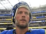 Los Angeles Rams quarterback Matthew Stafford leaves the field after the game against the Indianapolis Colts at SoFi Stadium. 