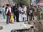 Himachal governor Shri Shiv Pratap Shukla assessing the damage in Manali on Friday. (Aqil Khan /HT) Himachal governor Shri Shiv Pratap Shukla assessing the damage in Manali on Friday. (Aqil Khan /HT)
