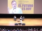 Rahul Gandhi was speaking at EIA University in Colombia Rahul Gandhi was speaking at EIA University in Colombia