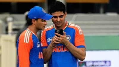 Shubman Gill, right, and teammate Abhishek Sharma chat after India won the Asia Cup cricket final against Pakistan. (AP) Shubman Gill, right, and teammate Abhishek Sharma chat after India won the Asia Cup cricket final against Pakistan. (AP)