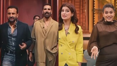 Akshay Kumar and Saif Ali Khan to feature on Two Much With Kajol. Akshay Kumar and Saif Ali Khan to feature on Two Much With Kajol.