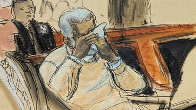 In this courtroom sketch, Sean Diddy Combs breaks down and cries during the playing of a video about his life (AP) In this courtroom sketch, Sean Diddy Combs breaks down and cries during the playing of a video about his life (AP)