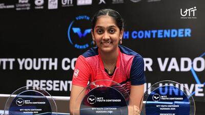 Divyanshi Bhowmick won U-15 girls’ singles title at the Asian Youth Table Tennis Championships. (HT Photo)