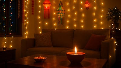 Transform your home with vibrant Diwali lights, adding sparkle and festive charm to every corner this season. (AI generated) Transform your home with vibrant Diwali lights, adding sparkle and festive charm to every corner this season. (AI generated)