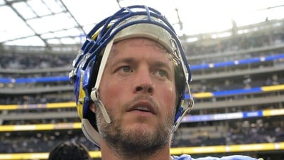 Los Angeles Rams quarterback Matthew Stafford leaves the field after the game against the Indianapolis Colts at SoFi Stadium. (IMAGN IMAGES via Reuters Connect)