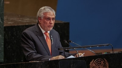 Deputy Prime Minister and Minister for Foreign Affairs of Pakistan Ishaq Dar’s statement in the Pakistan National Assembly comes just days after Donald Trump praised Islamabad for supporting his Gaza plan. (REUTERS File)