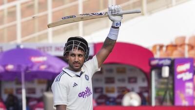 India’s Dhruv Jurel after his dismissal by West Indies' Khary Pierre on day two of the first Test against West Indies. (PTI) India’s Dhruv Jurel after his dismissal by West Indies' Khary Pierre on day two of the first Test against West Indies. (PTI)