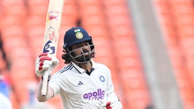 KL Rahul scored a fine century in the first innings against West Indies in Ahmedabad. (AFP) KL Rahul scored a fine century in the first innings against West Indies in Ahmedabad. (AFP)