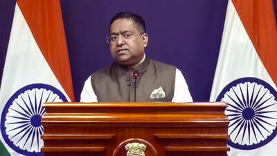 Ministry of External Affairs spokesperson Randhir Jaiswal addresses a press conference in New Delhi (@MEAIndia) Ministry of External Affairs spokesperson Randhir Jaiswal addresses a press conference in New Delhi (@MEAIndia)