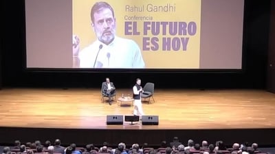 Rahul Gandhi was speaking at EIA University in Colombia (X/INCOverseas) Rahul Gandhi was speaking at EIA University in Colombia (X/INCOverseas)