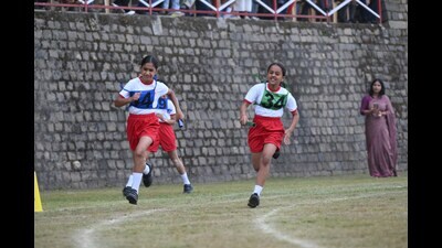 Students participating in the Annual Athletics Meet organised during the 178th Founder’s Day celebrations on Friday. (HT Photo)