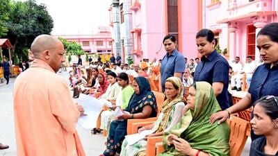 Uttar Pradesh chief minister Yogi Adityanath during Janata Darshan in Gorakhpur. (ANI PHOTO) Uttar Pradesh chief minister Yogi Adityanath during Janata Darshan in Gorakhpur. (ANI PHOTO)