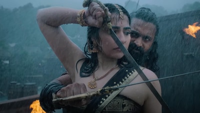 Kantara Chapter 1 stars Rishab Shetty and Rukmini Vasanth in the lead roles. Kantara Chapter 1 stars Rishab Shetty and Rukmini Vasanth in the lead roles.