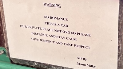 The artistic notice in a Bengaluru auto rickshaw was attributed to 'Manu Milky', prompting curiosity about the pseudonym. (Reddit) The artistic notice in a Bengaluru auto rickshaw was attributed to 'Manu Milky', prompting curiosity about the pseudonym. (Reddit)