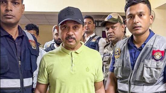 North East India Festival chief organiser Shyamkanu Mahanta after his arrest. (PTI)