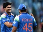 India's Shubman Gill (L) is congratulated by Rohit Sharma India's Shubman Gill (L) is congratulated by Rohit Sharma