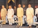 Former president Ram Nath Kovind and state tourism minister Jaiveer Singh and at the launch of ‘Jadta Raja’ in Agra. (Sourced)